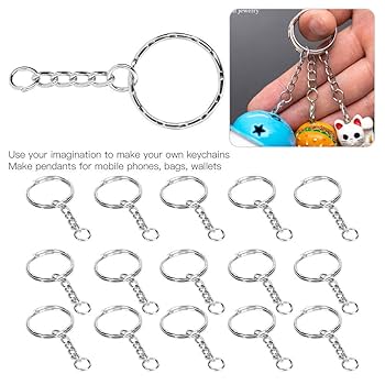 Key Ring With Chain 200Pcs Keychain Round Twist Zinc Alloy
